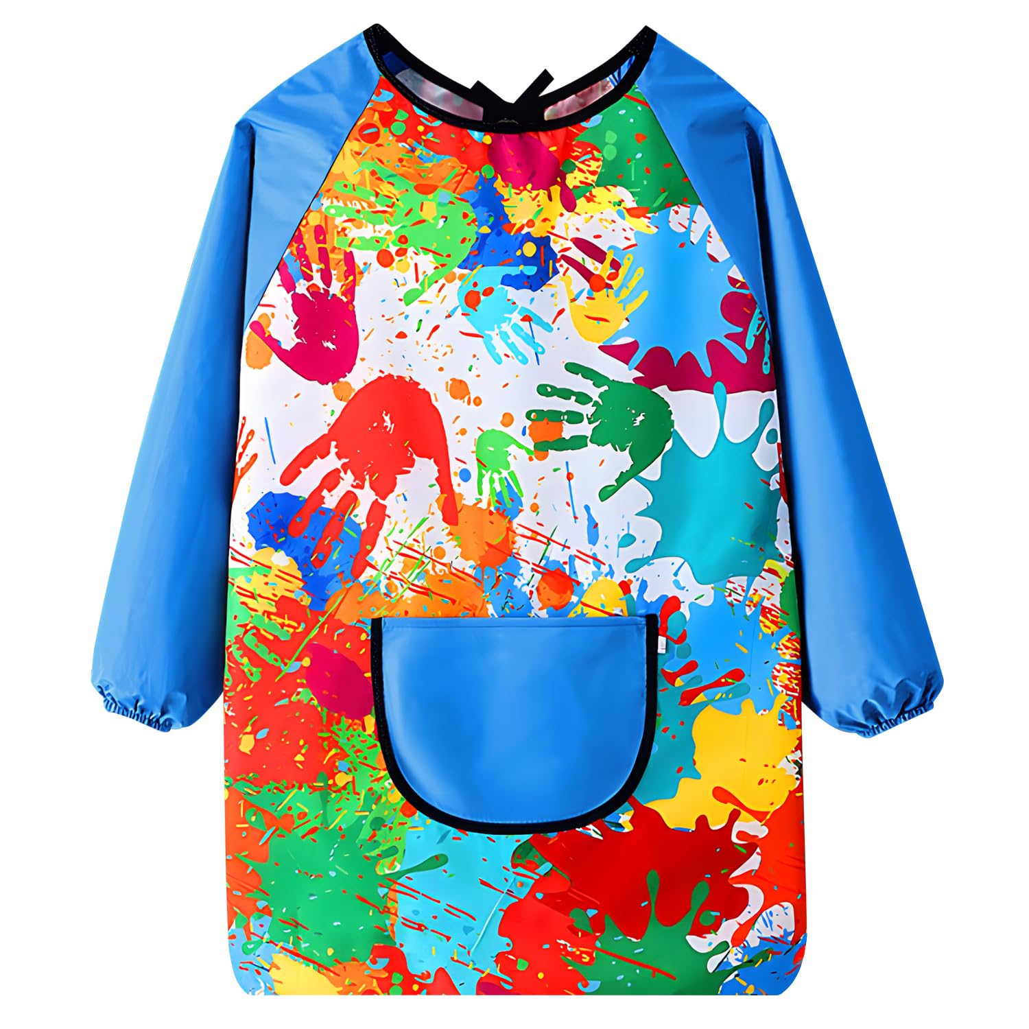 Kids Painting Apron Waterproof Painting Apron Long Sleeve for Kids Children's Art Smock with Pockets for Painting Cooking Eating（Height 80-100cm/blue sleeves）