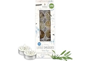 SOUL STICKS 12 Pack Little Smudgies Tealight Candles Smudge Candle for Cleansing House, Meditation, Chakra Healing | Made with Crystals and Herbs (White Sage)