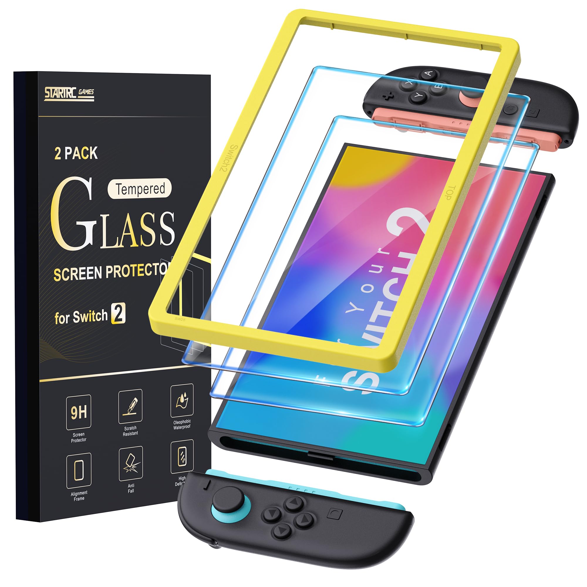 Photo 1 of 2 Pack Screen Protector for Nintendo Switch 2?2025?Transparent HD Clear Screen Protector with Alignment Frame Anti-Scratch Screen Cover for Nintendo Switch2, 0.3mm Thickness/Bubble Free/Ultra Clear/9H Hardness