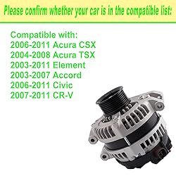 SHICHU Alternator Compatible with 2006-2011 Acura