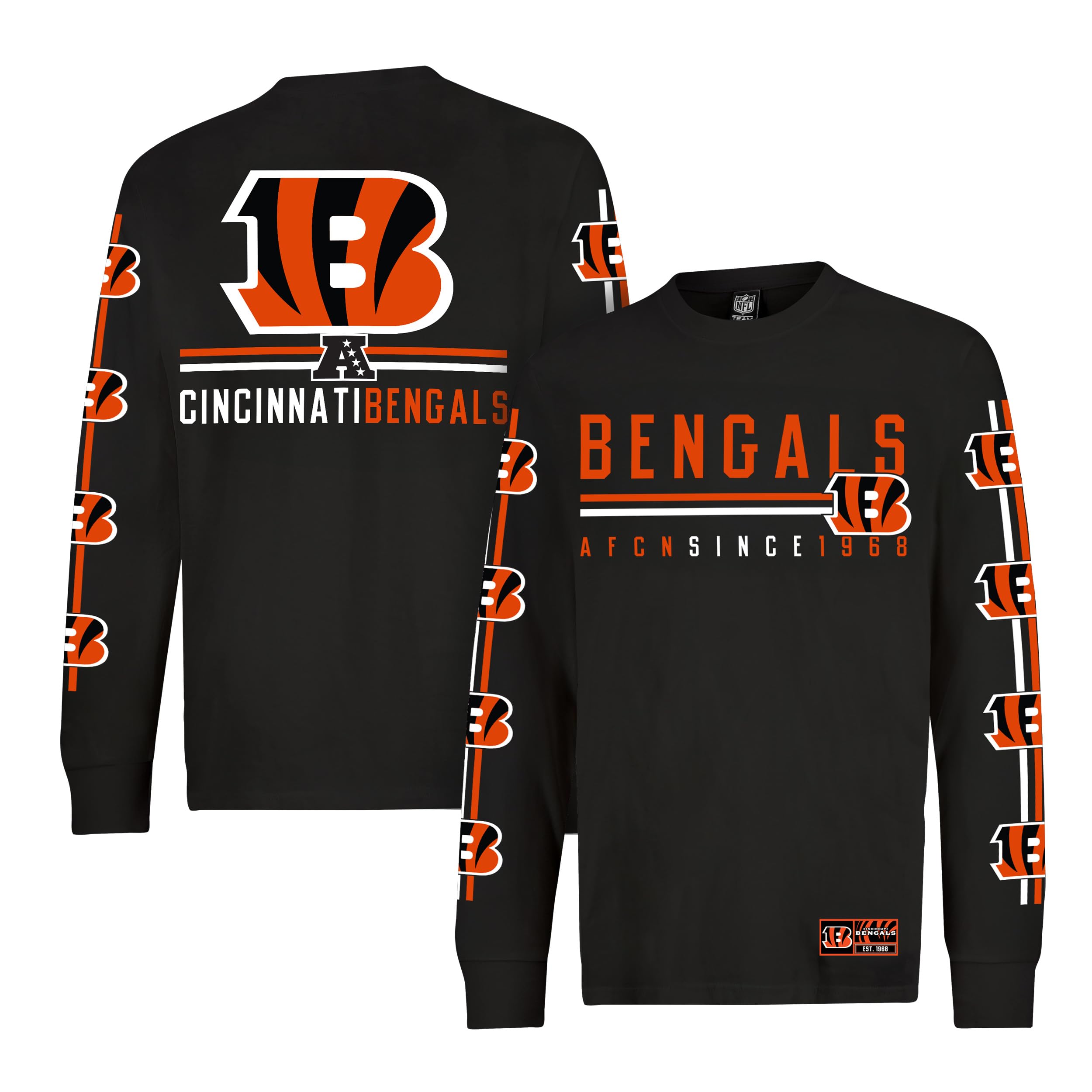 Ultra Game Men's NFL Official Super Soft Supreme Long Sleeve T-Shirt, Cincinnati Bengals, Heather Gray, Large Image