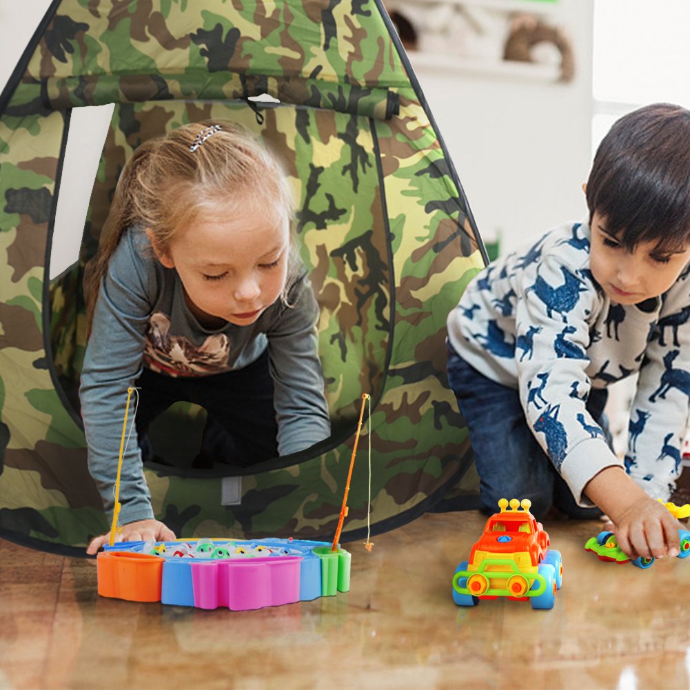 Nuheby Kids Tent Play Tent for Kids Garden Toys Foldable Playhouse Tent Girls with Cool Camouflage Pattern Design Outdoor toys Boy Tent for 3 4 5 Years Old