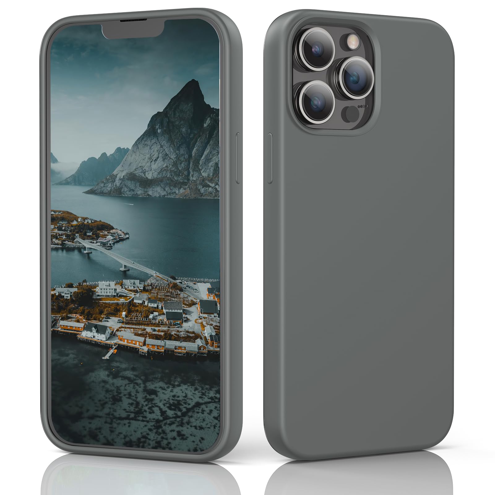 TIIXXE Silicone Case Compatible with iPhone 13 Pro Max case Soft Ultra Slim Protective Shockproof Liquid Silicone Phone Case,Anti-Scratch Microfiber Lining, 6.7" Space Grey