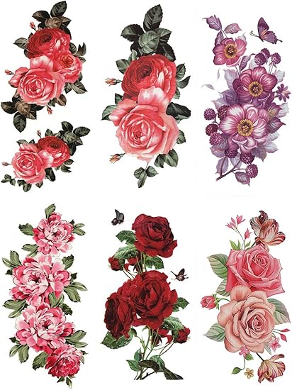 Amazon ファンタジー Thefantasy タトゥーシール 薔薇 花 バラ 蝶 6種6枚セット Ymx6001 タトゥーシール 通販