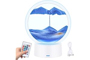 YUNR NIGHT LIGHT Falling Moving Sand Art Sandscape Round Glass Kinetic Sand with Led Light, 3D Sand Art Liquid Motion Relaxing Mood, Children's Large Desktop Art Toys, Home & Office Desktop Decorations