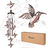 SIGOWING Hummingbird Wind Chimes for Outside - Garden Decor Metal Windchimes with Harmonic Tones, Gifts for Women, Men, Grandma, Memorial, Sympathy, Indoor/Outdoor, Patio