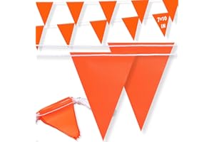 XIFAN 105ft Pennant Banner Flag, 7"x10" Fluorescent Orange Safety Flagging Banner Warning Flag for Construction Site/Traffic Control/Boundary Barrier Signs, Perimeter Marking Flags on String, 45 Flags
