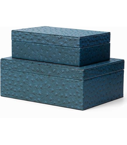 Amazon.com: ZIKOUL Navy Blue Shagreen box Set of 2 Faux Leather