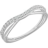 Dazzlingrock Collection Valentine's Day Gift 0.25 ctw Round Lab Grown White Diamond Wedding Guard Contour Band for Women in 925 Sterling Silver