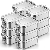 Umigy 12 Pcs Stainless Steel Bento Box 550ml Metal Lunch Box Food Storage Containers Metal Container, Lockable Clips to Leak Proof, Reusable Dishwasher Safe Lunch Snack Boxes for Work, School