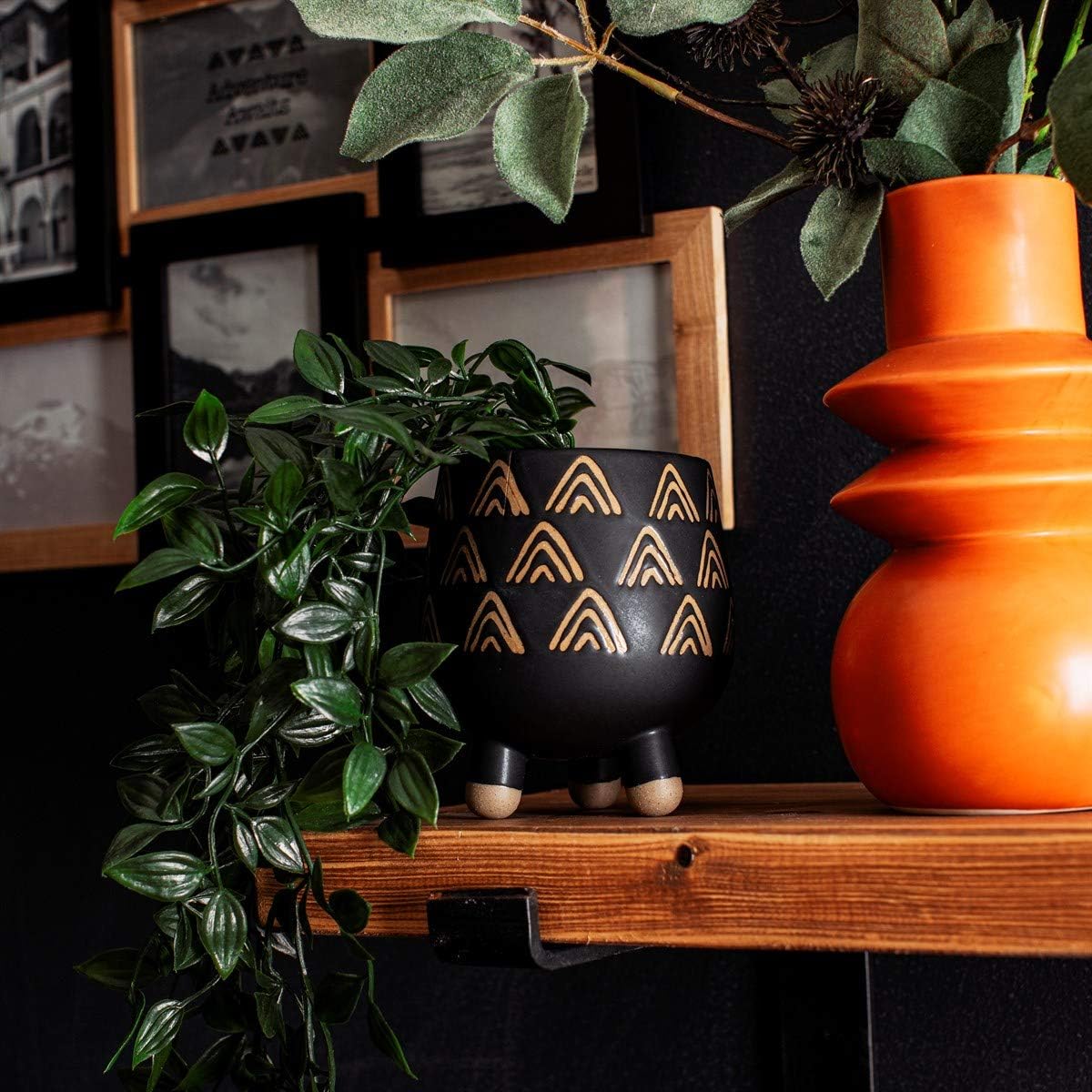 Sass & Belle Wax Resist Triangles Black Leggy Planter - Image 4