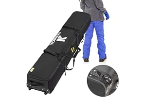 Kioqiear Rolling Ski Bag with Wheels for Air Travel,Padded Double Ski Bag to Hold 2 Pairs of Skis up to 175 or 190 cm.