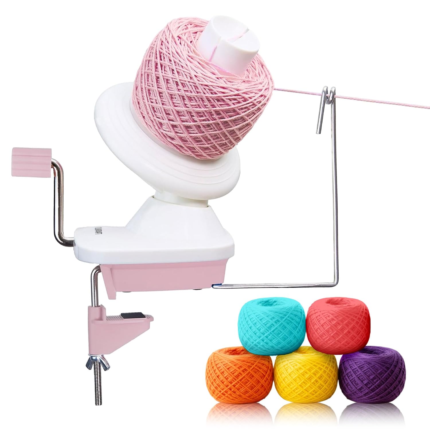 Olikraft Manual Yarn Ball Winder (Coral Pink) | Yarn spinner for crocheting and knitting, transforms hanks into neat, tangle-
