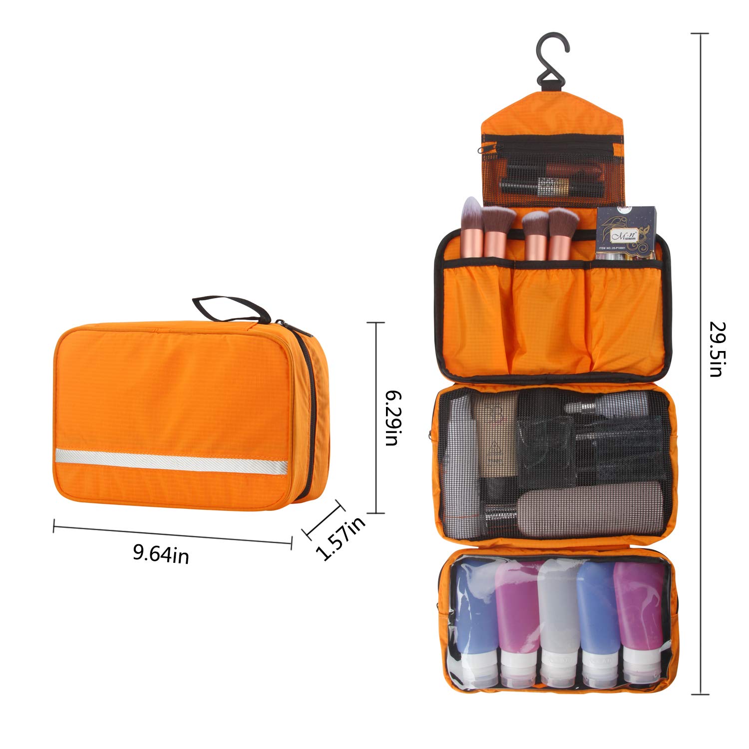 MONSTINA Travel Toiletry Bag Cosmetic Organizers with Hanging Hook Use in Hotel, Bathroom(Orange) : Beauty