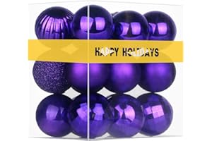 GAMEXCEL 18Pcs Christmas Balls Ornaments for Xmas Tree - Shatterproof Christmas Tree Decorations Medium Hanging Ball Purple 2.5in x 18 Pack