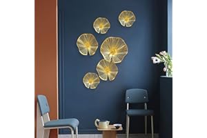 Gold Wall Decor for Living Room, TEIPAI 7PCS Gold Metal Wall Decor Leaf Wall Art Modern Artwork for Housewarming/Ofice/Bedroo