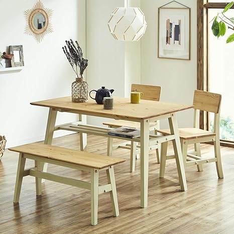 Amazon インダストリアル ダイニングテーブル 幅140 ビンテージ 4人用 家具 テーブル キッチン リビング おしゃれ メンズ 収納あり ダイニングテーブル オンライン通販