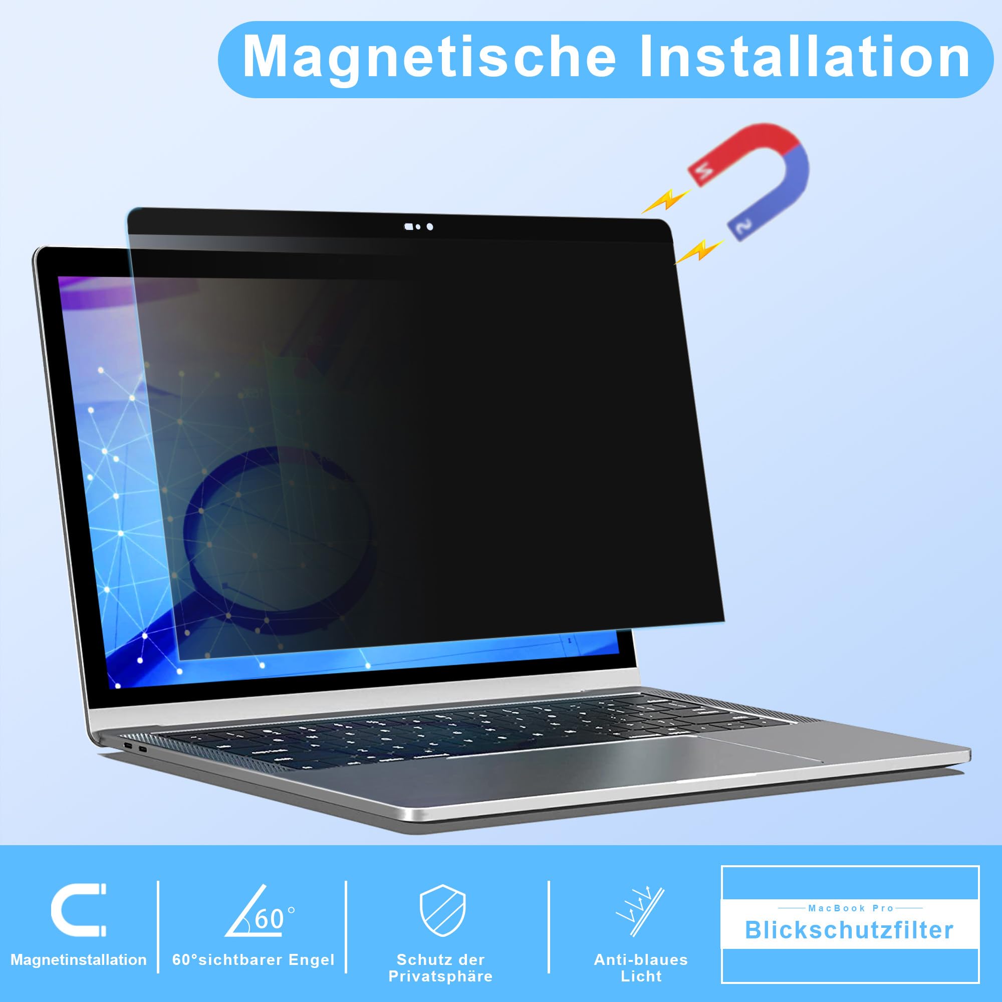 ZOEGAA Magnetischer Blickschutzfilter für Macbook Air 13