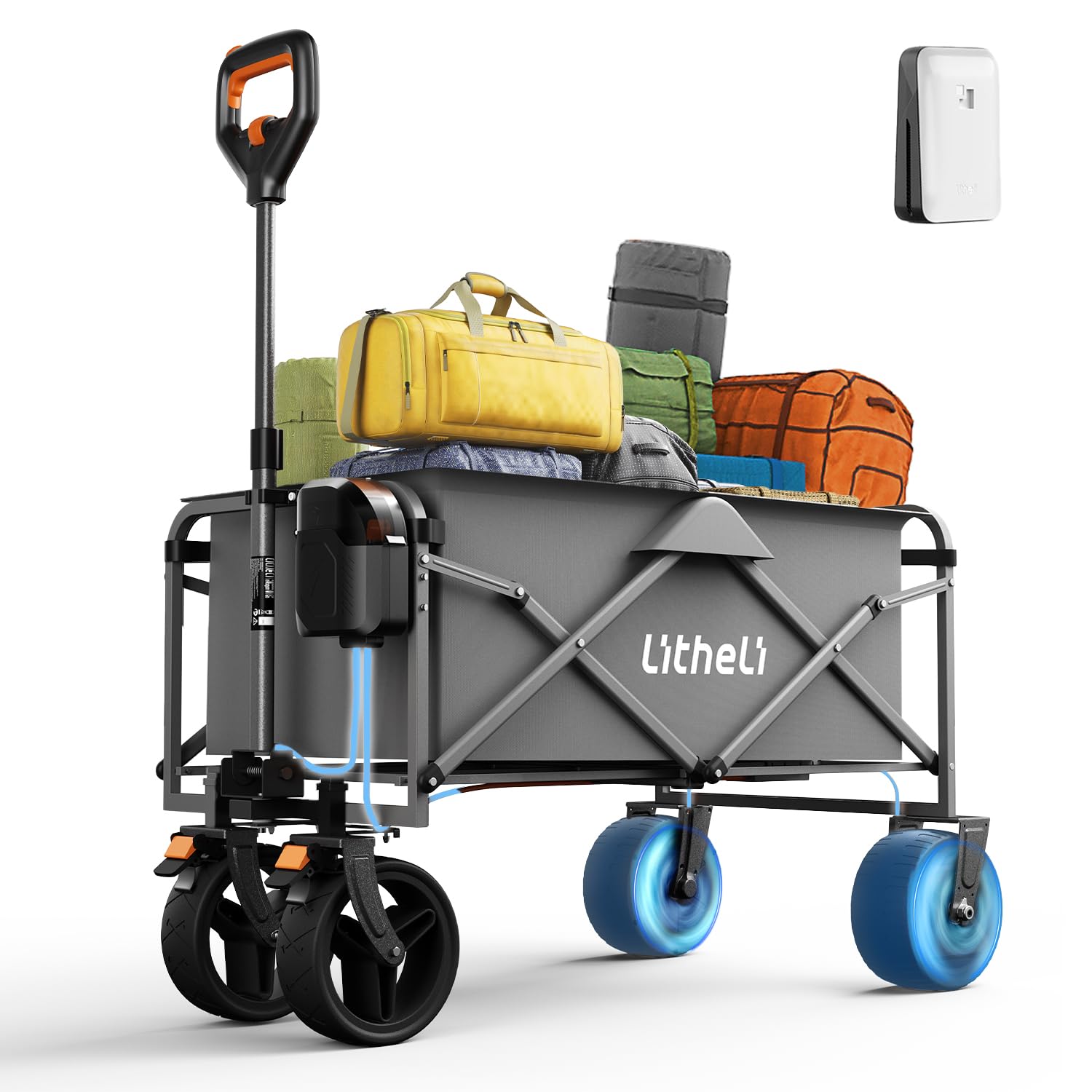 Photo 1 of ***FINAL SALE*** LiTHELi Electric Folding Utility Wagon Cart – All-Terrain Portable Powered Wagon with Dual Motors, Removable Battery & Large Cargo Space for Beach, Camping, Shopping & Outdoor Hauling