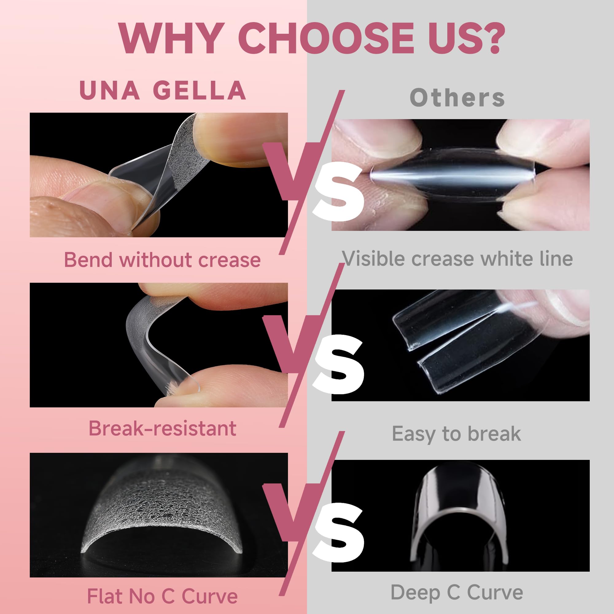 UNA GELLA Medium Square Gel Nail Tips Half Matte 312pcs Medium Square Gel Nails x Full Cover False Acrylic Nails Tips for Press On Nails DIY Art Salon Nail Extensions, 12 Sizes - Image 5