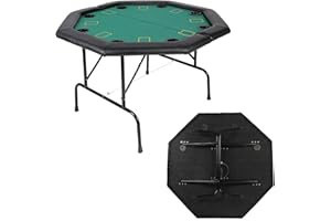 LUCKYERMORE Poker Table 8 Player 48” Octagon Folding Texas Poker Blackjack Game Table with Cup Holder