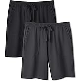 DAVID ARCHY Mens Pajama Shorts Quick-Dry & Lightweight Sleep Shorts Breathable Loungewear Pajama bottoms with Pockets 2 Pack