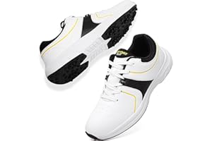 BKWHDAY Golf Shoes for Men– Black/White/White-Grey Mens Golf Shoes Spikeless Size 7.5-12.5
