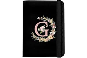 GABraden Cute Passport Holder and Holder Combo Passport Cover with RFID Blocking Women Men Compatible Wallet Credit Card Protector (Black-G)