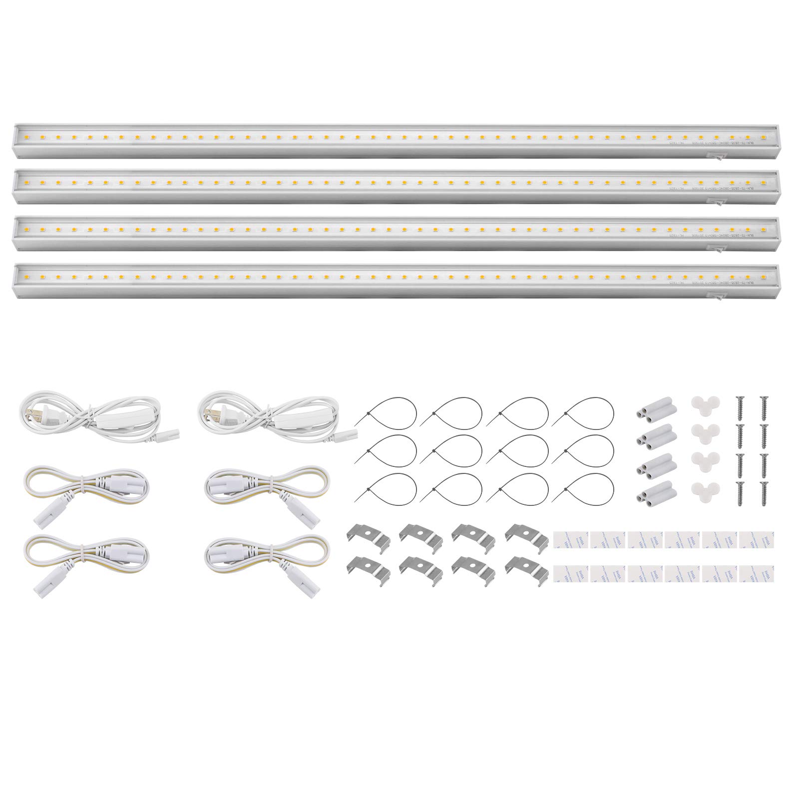 Barrina Grow Lights for Indoor Plants, Full Spectrum Sunlight, 4ft 80W (4 x 20W, 500W Equivalent), LED Grow Light Bulbs, T5 Grow Light Strip, Plug and Play, 4-Pack