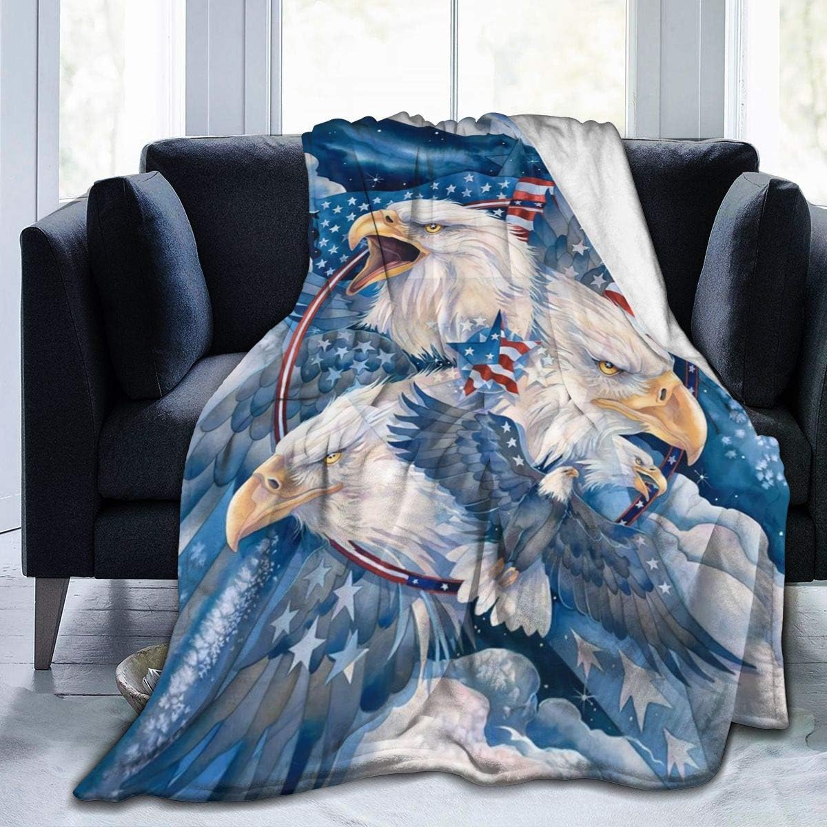 753 Military Eagle Throw Blankets Personalized Travel