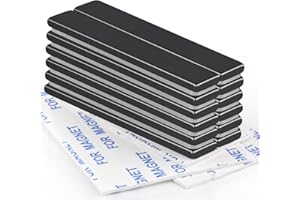 TRYMAG Strong Neodymium Black Magnets Bar, 12 Pack Powerful Rare Earth Magnets with Double-Sided Adhesive, Waterproof Black Magnetic Magnet Strips Heavy Duty for Kitchen, DIY, Office - 60 x 10 x 3 mm