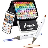 YHC 80 Colors Alcohol Markers with Free APP, Alcohol-Based Dual Chisel and Fine Tips Markers with Kickstand Case for Adult Coloring, Drawing, Painting and Sketching, Great Gift Idea for Artists