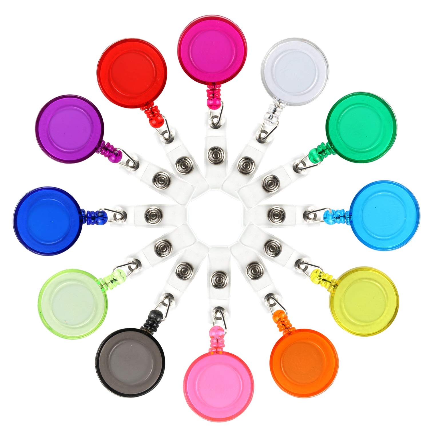 50 Pcs Retractable Badge Reel Clips Holder for Hanging ID Card Name Key Chain (Multi Color) — image 1