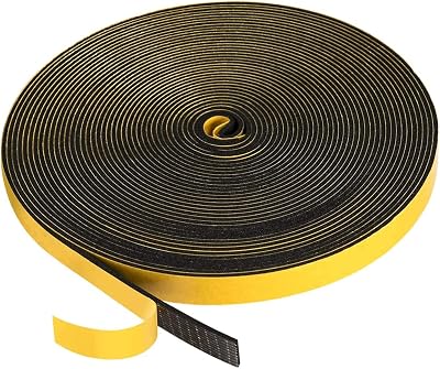 GUKOY Weather Stripping Self Adhesive Foam Tape 12mm x 1.5mm 10m Black