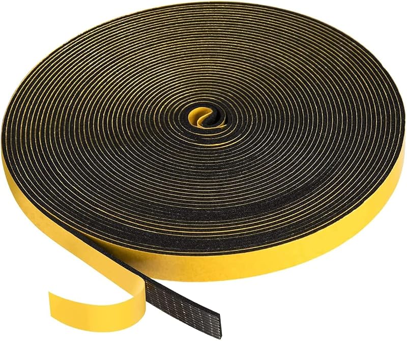GUKOY Weather Stripping Self Adhesive Foam Tape 12mm x 1.5mm 10m Black