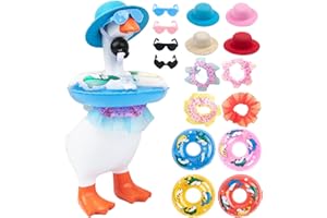 Neowedding 4 Set Hawaiian 7inch Desk Goose Outfits Summer Mini Porch Goose Outfits Mini Desk Goose Hats Sunglasses Swimming Ring Bikini Cute Funny Goose Clothes Costume for Magnetic Goose Statue