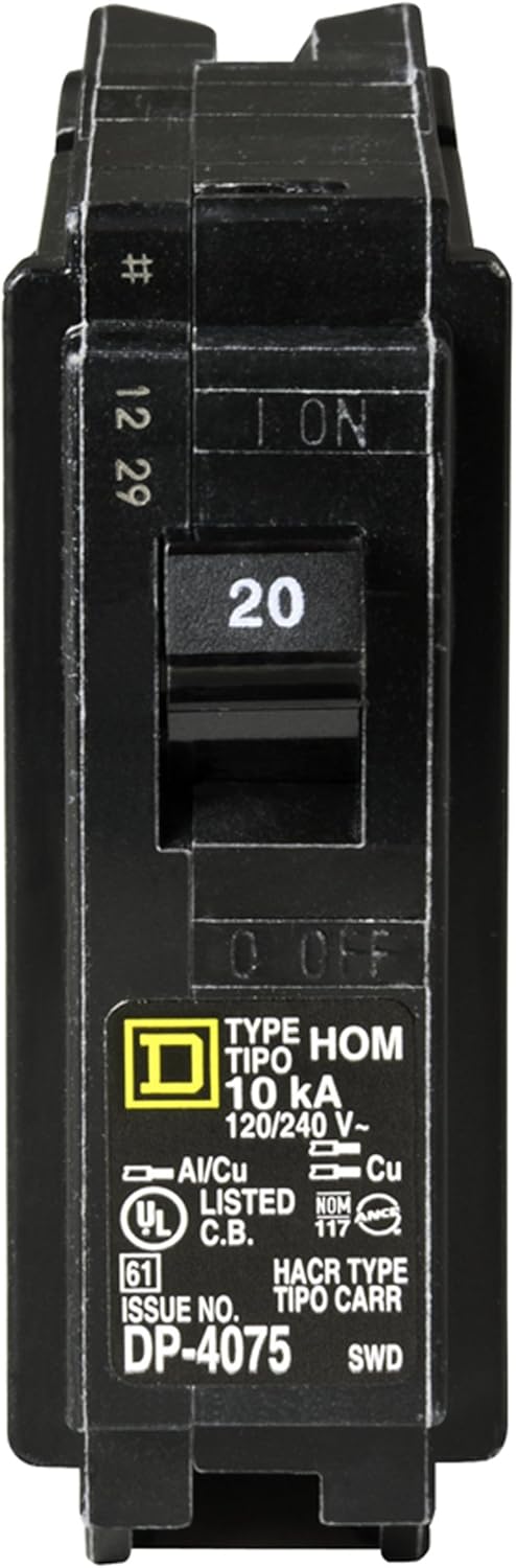 Square D by Schneider Electric HOM120CP Homeline 20 Amp Single-Pole Circuit Breaker - - 