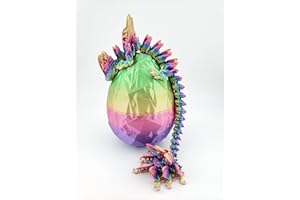 THE GEEK GALLERIA 3D Printed Articulated Silk Candy Rainbow Butterfly Dragon, Home/Office/Desktop Decor, Flexible Sensory Toy, Unique Gift, Insect Lover Gift. (9.5 Inch Dragon with Crystalized Egg)