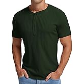 Askdeer Men's Henley Shirts Short Sleeve Classic Slim Fit Casual T-Shirt