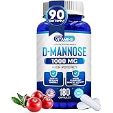 We Like Vitamins D-Mannose 1000mg Capsules - 180 Easy to Swallow Veggie Capsules - Cranberry D Mannose Supplement Helps Support Bladder and Urinary Tract Health