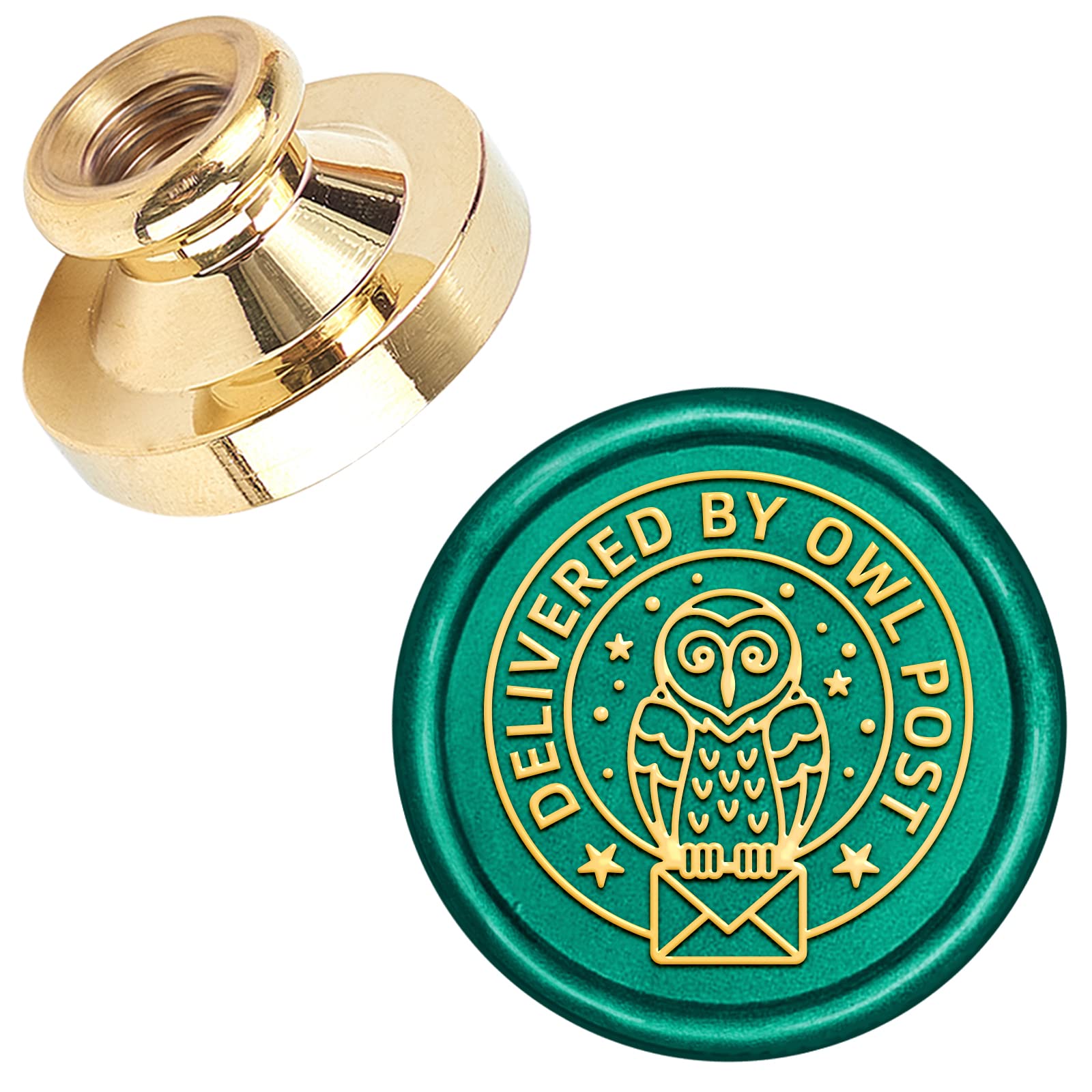 SUPERDANT 25mm Brass Stamp Head Delivered By Owl Post Wax Seal Owl Sealing Stamps Head Removable Vintage Brass Seal for Wedding Invitations Envelopes Wine Packages