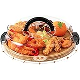 LemonRoad 13.5'' Rotating Round Charcuterie Board with Clear Lid, Travel Portable Board Charcuterie Boxes, Meat Fruit Serving Tray Platter, House Warming Gifts New Home, Gifts for Women