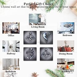 4 Piece Set Bedroom Wall Decor Love Heart Gray 3D