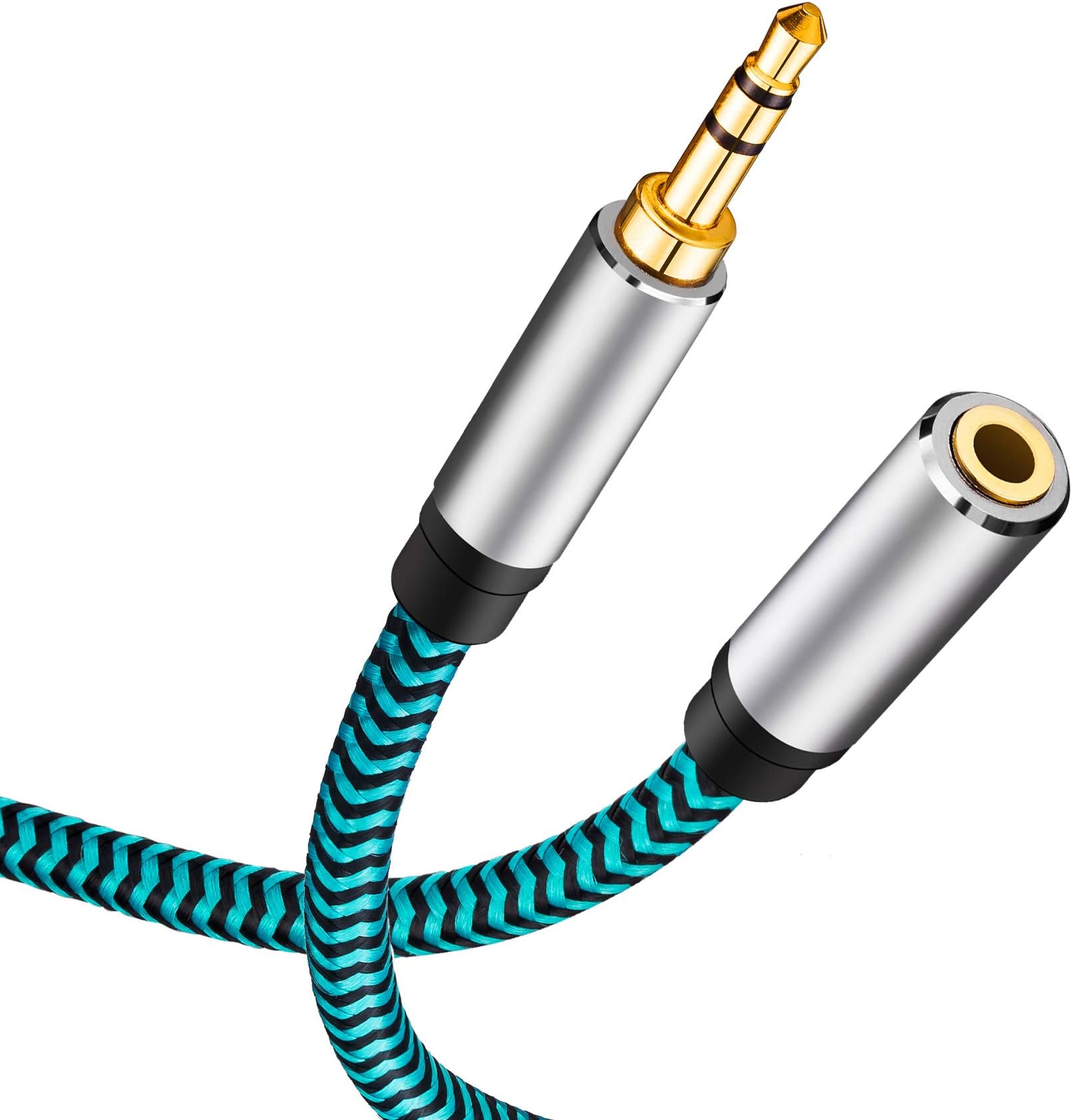 3.5mm Headphone Extension Cable 5FT/1.5M, AUX Extension Cable Nylon Braided Aux Cord Extender for Headset, iPhone, iPad, Smartphones, Tablets & More