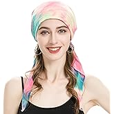 ZLYC Chemo Headwear Pre Tied Head Scarf Headwraps Lightweight Turban Beanie Cap for Women