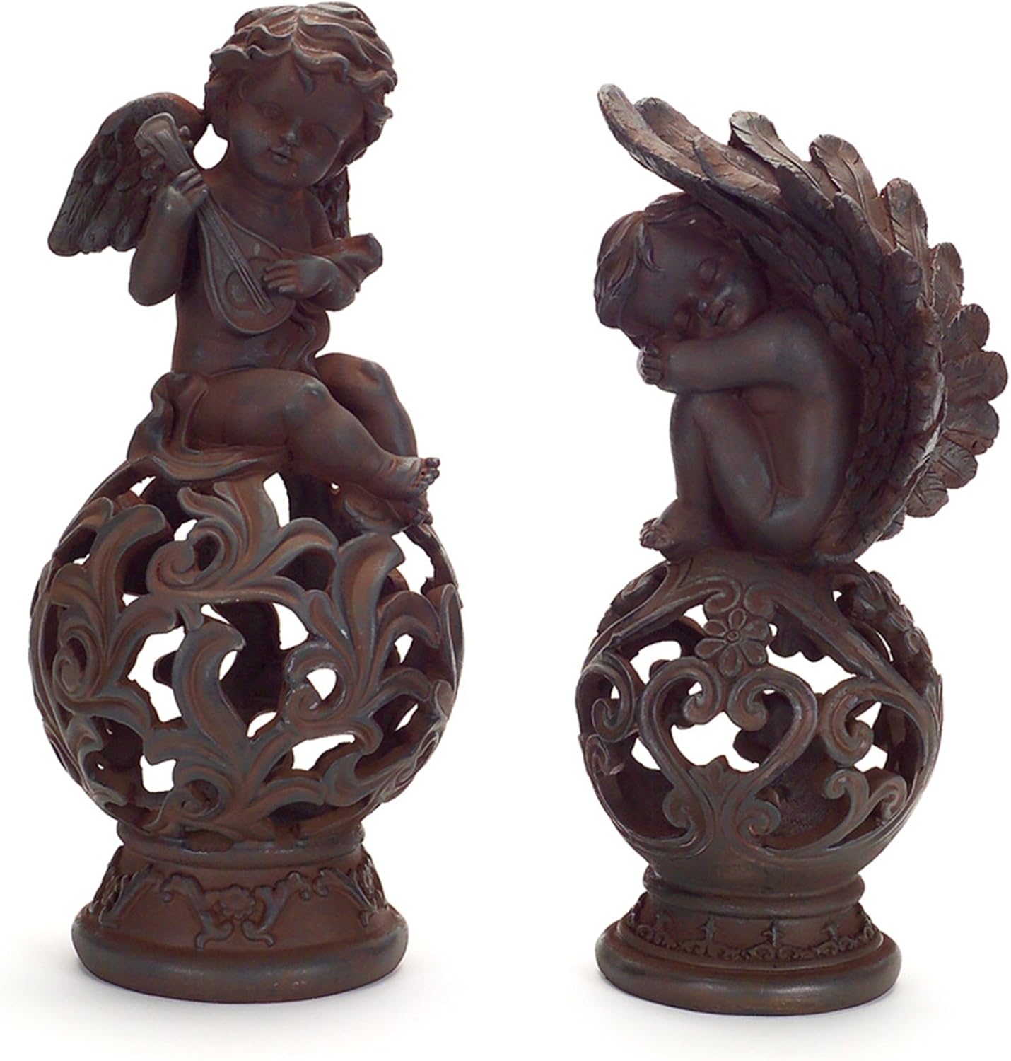 Cherub/Orb Figurine (Set of 2) 13" H, 14" H Home & Kitchen