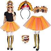 Pikpops Thanksgiving Turkey Costume for Women – Includes Headband Tutus Socks Bracelets and Sunglasses for Trot Race Party