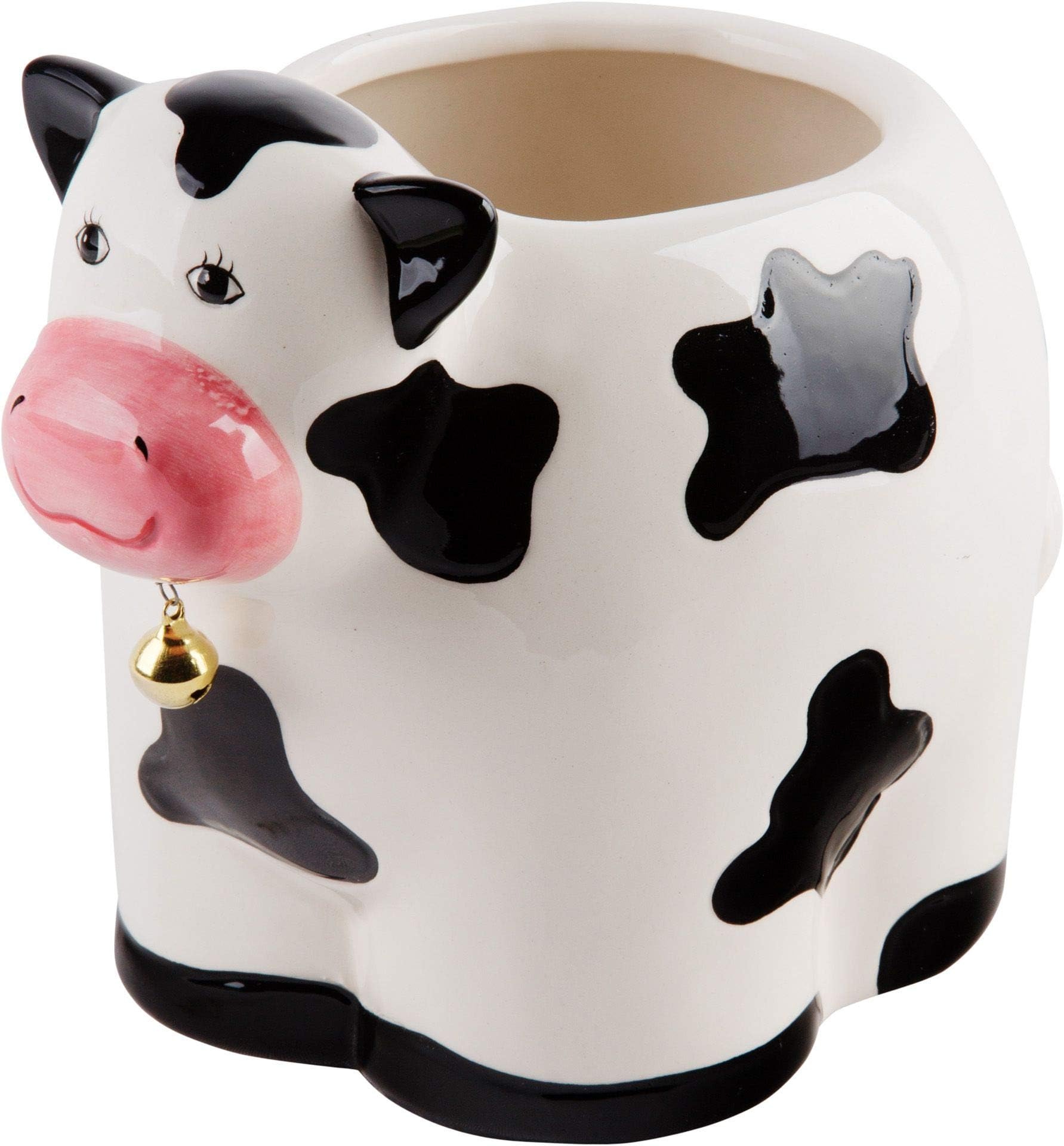 Home Essentials Ceramic Cow Utensil Holder Crock, 7.68 inches