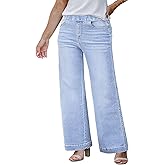Eytino Womens Plus Size Jeans Straight Leg High Waisted Stretchy Denim Pull On Pants with Pockets(1X-5X)