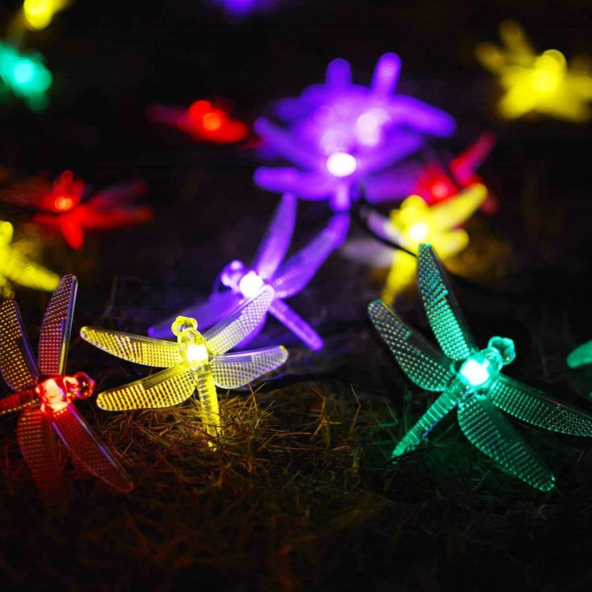 KEEDA Solar Outdoor String Lights, 16ft 20 LED Dragonfly Waterproof Decorative Lights for Outdoor Garden Christmas Party Decorations - Image 5